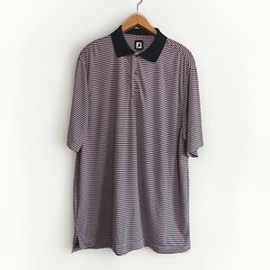 FootJoy‎ Polo Shirt Mens XL Pink Striped Short Sleeve Golf Performance FJ Logo